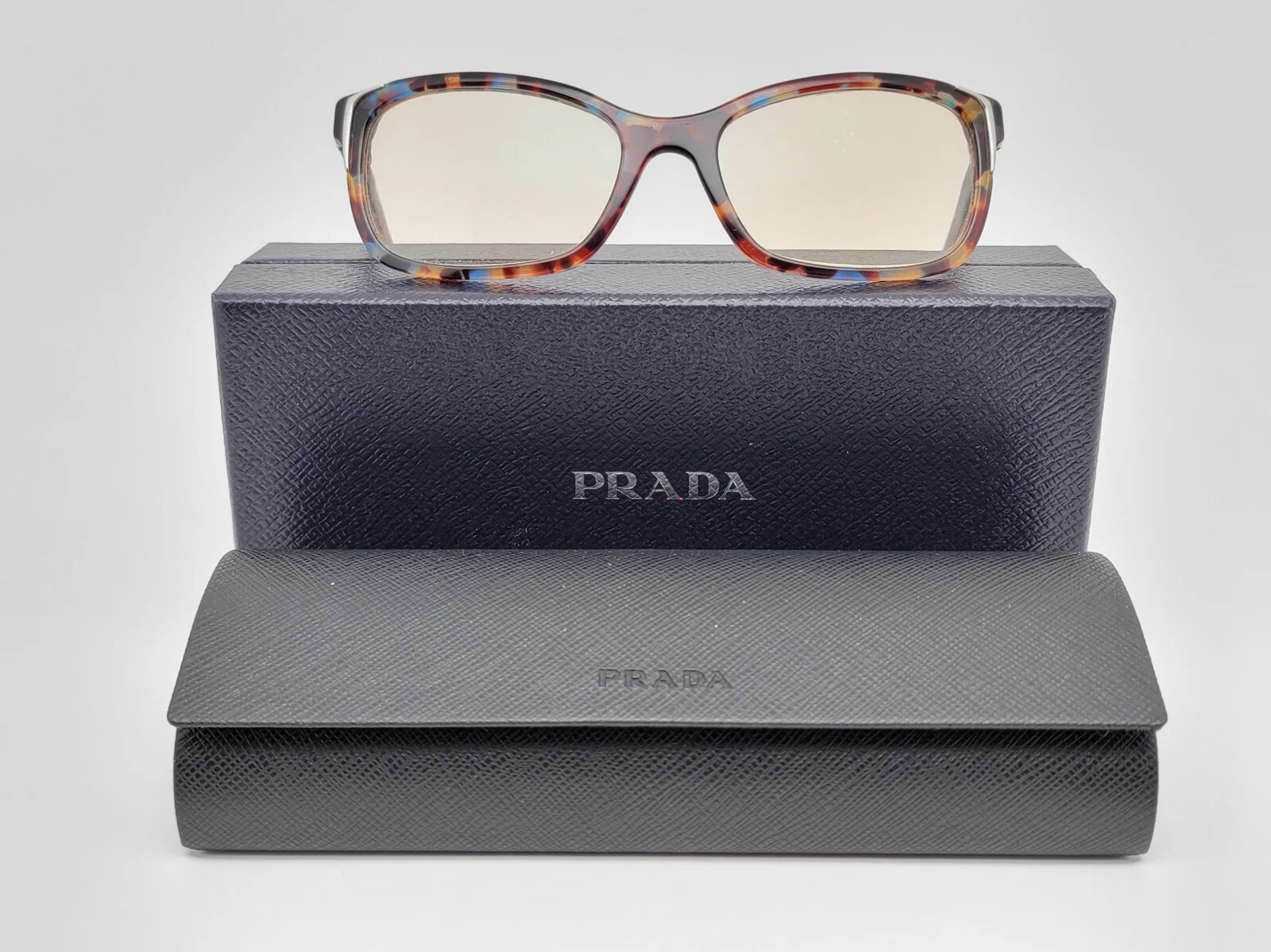 Prada VPR 23O Havana Spotted Blue Eyeglasses Frame w/ Case Italy 52-17-135