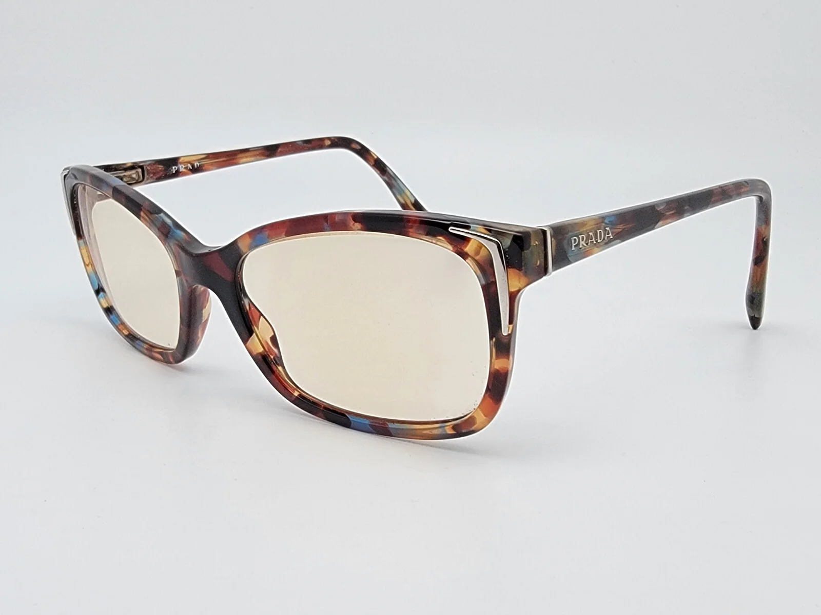 Prada VPR 23O Havana Spotted Blue Eyeglasses Frame w/ Case Italy 52-17-135 3