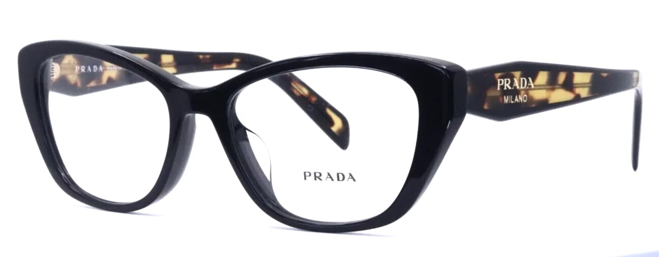 PRADA VPR19W-F 1AB-1O1 Black Womens Cat Eye Full Rim Eyeglasses 53-17-140 B:38