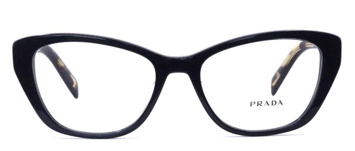PRADA VPR19W-F 1AB-1O1 Black Womens Cat Eye Full Rim Eyeglasses 53-17-140 B:38 2