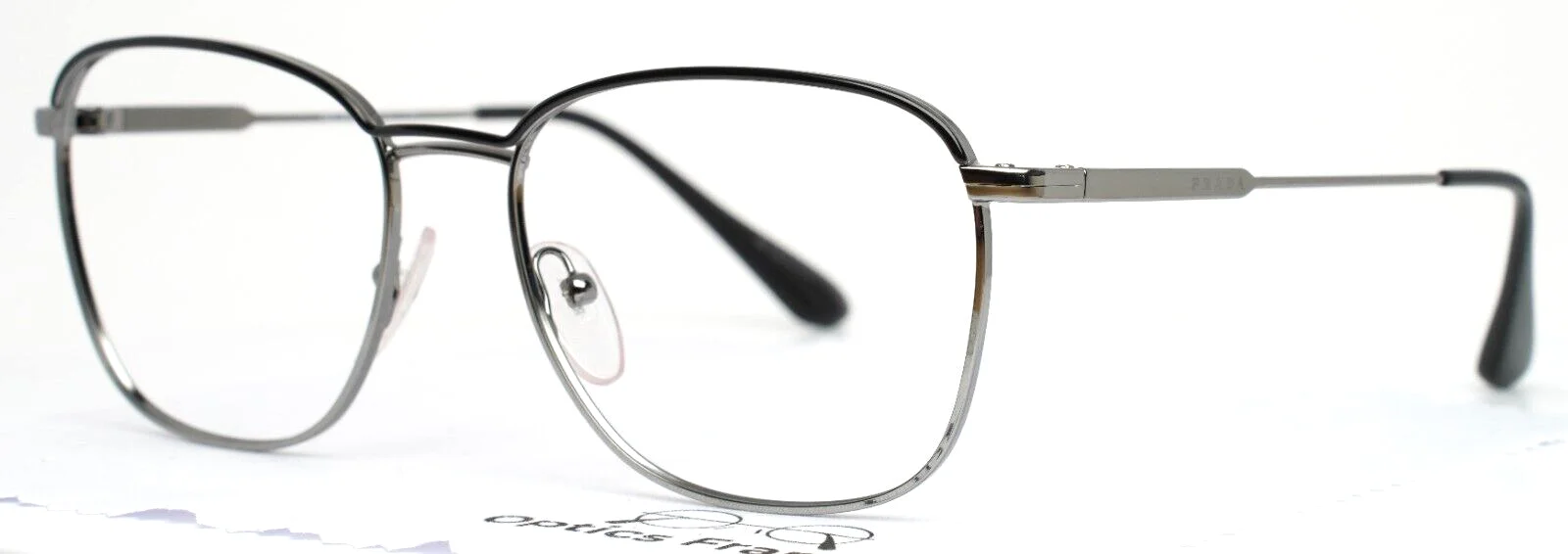 PRADA VPR57V M4Y-1O1 Black Silver Womens Square Eyeglasses 54-17-140 B:45