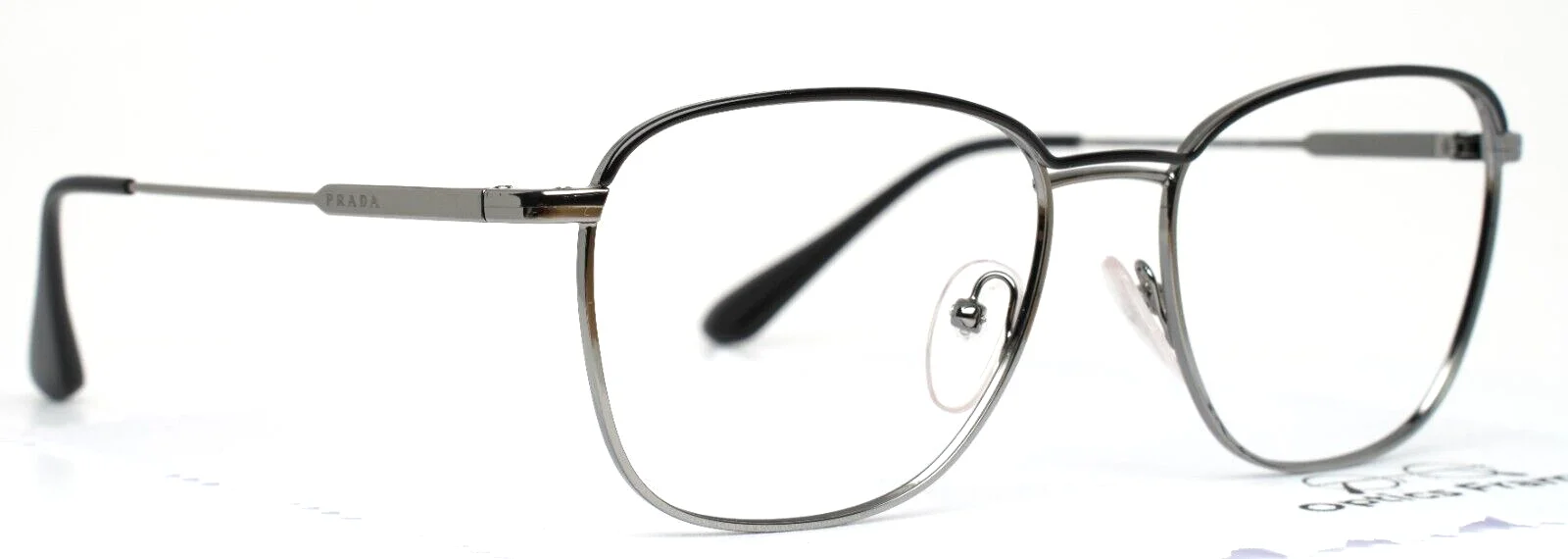 PRADA VPR57V M4Y-1O1 Black Silver Womens Square Eyeglasses 54-17-140 B:45 3